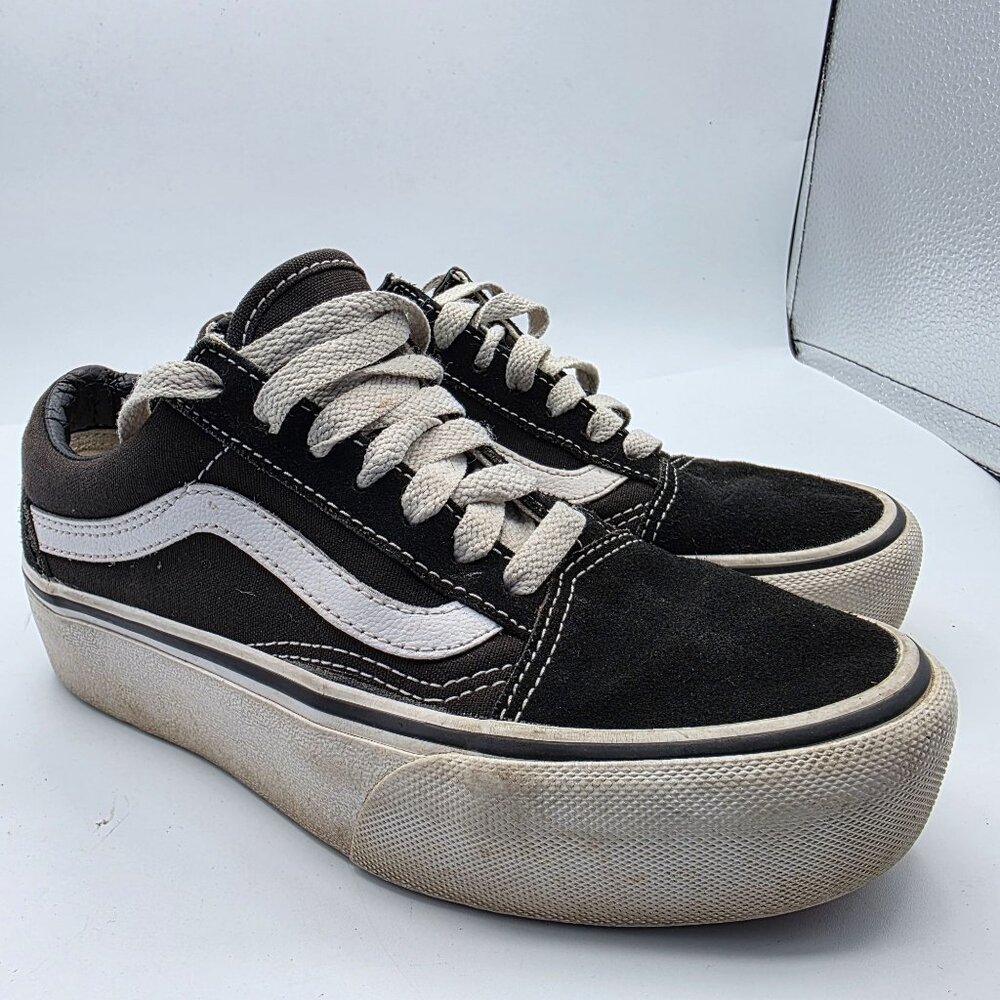 Vans Old Skool Platforms Womens Size 5 Black White Shoes Walking Casual